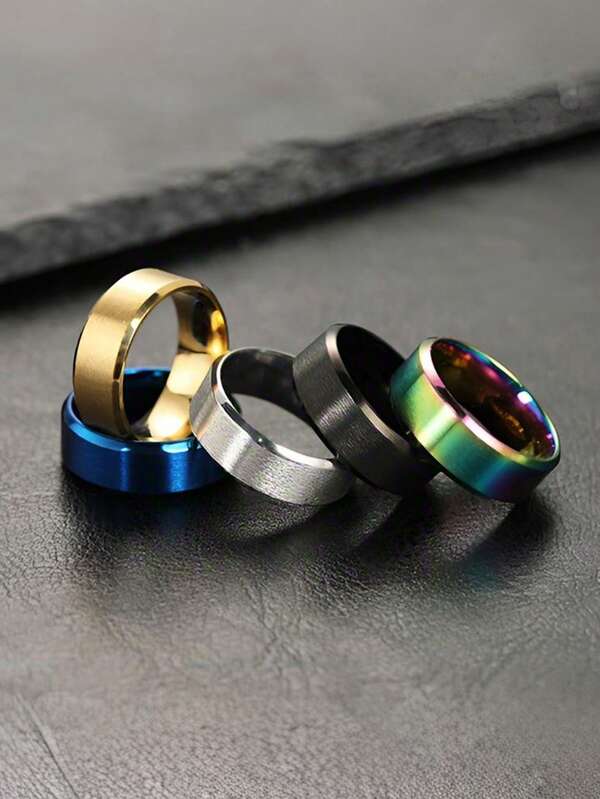 خاتم من الفولاذ المقاوم للصدأ بطبقة مطفية 8 مم، سطح مصقول، بتصميم هيب هوب بسيط وجوثي، هدية مناسبة للعائلة والأصدقاء والأصدقاء، مناسب لجميع المواسم والأجناس