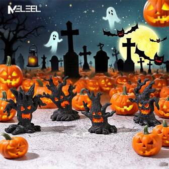 Ueasy 1/4pcs Halloween Micro Landscape Accessories Ghost Pile Craft Resin Miniature Figurines Miniature Tree Demon Decoration For Garden Plant Pots Bonsai Scene Ornament, Perfect For DIY Crafts, Fairy Garden Decor, Birthday Party Gifts, Party Favors, Home Decor, Celebrations Decorations, Glowinthedark Ghost, Ghost Deco