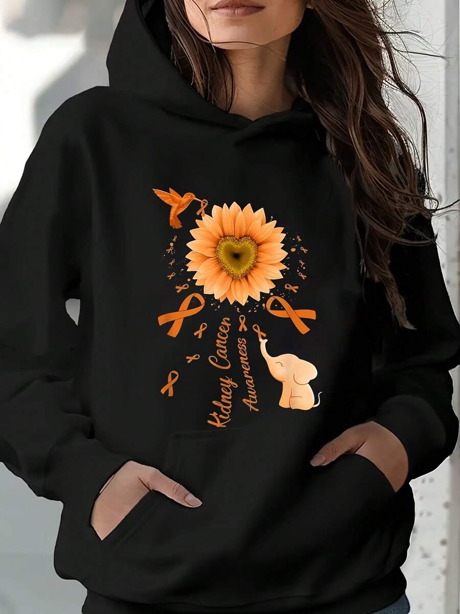 Women's Pullover, Hooded Sweatshirt Fall And Winter Clothing With Pockets, Machine Washable, Festive Event Clothing, Couples Clothing - màu đen - Xem 1