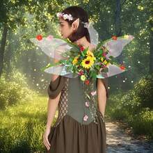 Butterfly Wing For Women, 3D Flower Fairy Sheer Wings Halloween Cosplay Supplies - Sunflower Pink - View 4