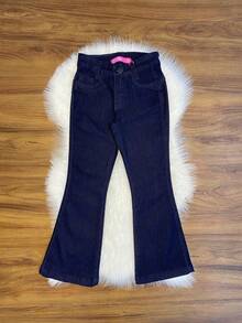 Women's Flare Jeans, Country Style, Elastic, 4 To 16 Western, Plain Dark Blue, Simple Plain Print - Xanh đậm - Xem 3