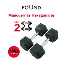 2 Mancuernas 7.5 Kg 17 Lb C/u Kit Set Pesas Hexagonales FOUND SPORTS FSP_MH7 - Negro - Ver 2