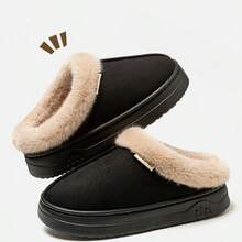 Winter Women's Slipper Outdoor Indoor Fashion Fuzzy Fur Anti-Slip Soft Sole Warm Comfort  Leisure Plush Homeshoes - 黑色 - 查看 2
