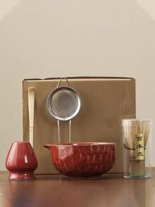 Juego de té Matcha de 5 piezas de cerámica, incluye herramientas para pastelería, tazón Matcha, batidor Matcha, taza Matcha, revolvedor, cuchara para té, juego de tazón de té, herramientas de preparación de postres y té, caja de regalo con estilo japonés, juego de herramientas de batido de Matcha de la dinastía Song