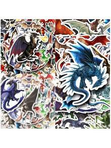 50pcs Dragon Animal Cartoon Series Phone Case Graffiti Stickers For Laptop Helmet Skateboard, Waterproof DIY Creative Stickers - Multicolor - View 2