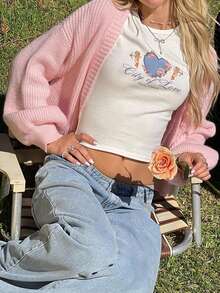 كارديجان محبوك وردي لطيف للنساء: أكمام طويلة مزرّرة، ملابس علوية كاجوال متعددة الاستخدامات للخروجات اليومية