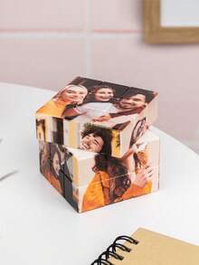 1pc Customized Photo Cube, Durable ABS Material, Sturdy Structure With Smooth Edges, Supports Personalized Photos, 360° Rotatable Puzzle Effect, Suitable For Birthday, Wedding, Anniversary, Graduation Occasions, Great Gift For Couples, Parents, Friends, Modern Home/Office Decor