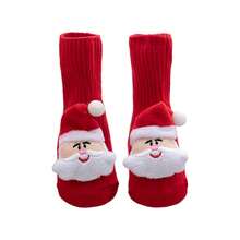 Calcetines navideños para bebé, bonitos calcetines de punto antideslizantes con diseño de reno y Papá Noel para invierno y otoño. - Papá Noel - Ver 6