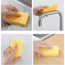 4pcs Wood Pulp Sponge Dishwashing Scrubber, Sponge Cloth, Wooden Spatula, Kitchen Cleaning Sponge For Degreasing