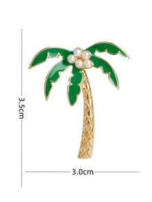 1pc Tropical Coconut Tree Alloy Brooch, Fashionable Clothing Accessory Lapel Pin - Multicolor - View 6
