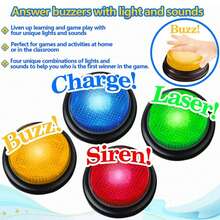 1 Set Of 4pcs Children's Buzzer Game Learning Resources, Suitable For Family Games, Competitions, Q&A With Light And Sound Effects Toy Gift (Some Accessory Colors Random)