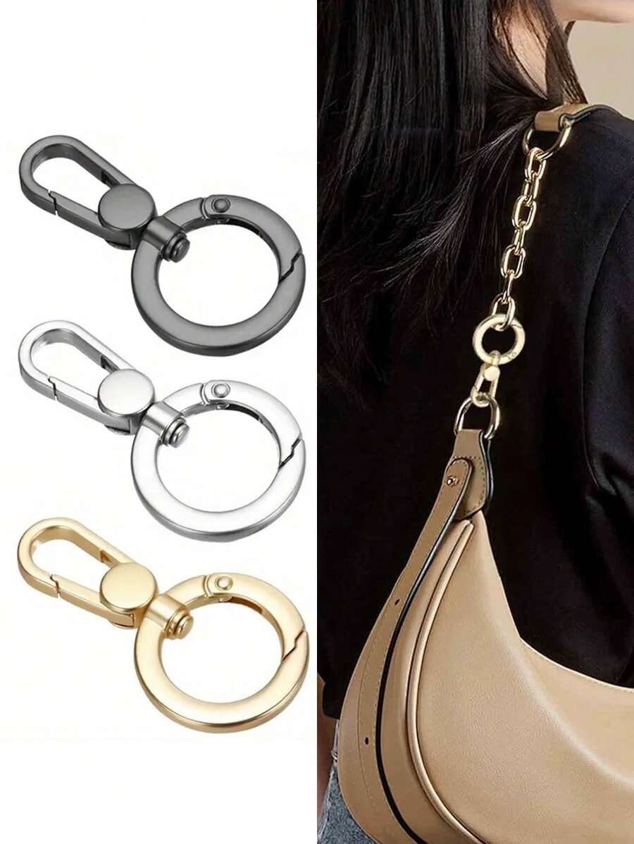 1/2 套双螺旋弹簧钩，旋转龙虾扣金属弹簧钩带环，适用于 DIY 手工艺品、挂绳、钥匙链、手提包、背包、钱包、肩带、钥匙圈、手机壳、DIY 用品、单肩包，金色、枪黑色、银色可选，男女通用 - 彩色 - 查看 1