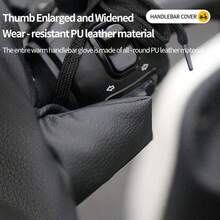 2pcs Electric Motorcycle Handlebar Covers, Warm Thickened Waterproof Windproof PU Leather Gloves, Cotton Grip Covers (2 Random Luminous Versions)