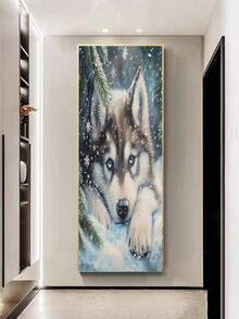 Modern 5D Diamond Painting Kit - Animal Theme Wall Art - Vertical Husky Mosaic DIY Craft - Round Diamond Set, Suitable For Home And Office Decor - Unframed - Multicolor - View 5