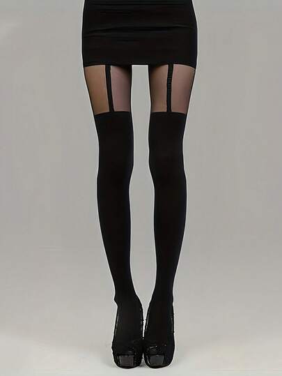 1件女士时尚仿吊带紧身裤