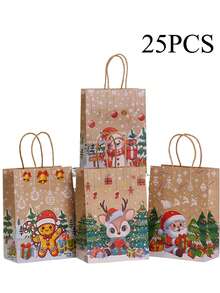4/12/18/30 buc Pungi de cadouri din hârtie kraft de Crăciun, Ambalaj cadouri de Crăciun, Pungi de cadouri pentru petrecere de Crăciun, Ambalaje cadouri de Crăciun, Pungi tote de Crăciun, Decorațiuni de Crăciun, Pungi de cumpărături de Crăciun. Pungi de ambalare cadouri de Crăciun, Pungi de hârtie kraft, Pungi de cumpărături pentru mall, Moș Crăciun, Brad de Crăciun, Reni, Fulg de zăpadă, Pungi de hârtie kraft imprimate cu elemente de Crăciun cu omuleț de turtă dulce, Crăciun 2026