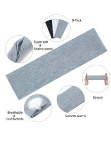 9pcs/1pc Women & Men Sports Elastic Sweatband Headband, Yoga Running Hair Accessories, Black/White/Grey Fashion Hair Ties Women Scarf Fall Hair Band Workout Women Bandana Autumn Hair Wrap Winter For Vacation Outfits Woman