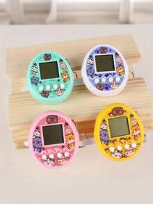 Colorful Mini Handheld Digital Pet With Virtual Pet Feeding Game - Friendly Keychain Toy, Battery-Powered (Non-Rechargeable), Ideal Holiday Gift - Available In White, Pink, Green, Yellow, Gaming Accessories