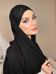 1pc Soft Modal Jersey Hijab, Warm And Comfortable, Solid Color Headscarf For Women, Suitable For Hijabi Outfit, Daily Wear, Autumn - Multicolor - View 1