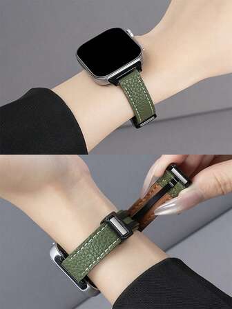 สายรัดแม่เหล็กหนังลายลิ้นจี่สำหรับผู้หญิง 1 ชิ้น เข้ากันได้กับสายรัดข้อมือ Huawei Watch Fit 1/Fit 2/Fit 3/Fit 4/Fit 4 Pro