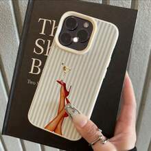 1pc TPU Material Retro Western Cowboy Boot, Blue Stripe, Red High Heel, Martini Glass Pattern Phone Case Compatible With IPhone - White - View 2