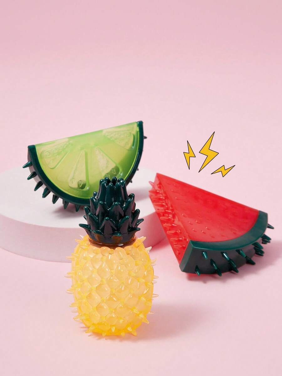 PETSIN 1 件宠物牙胶冷却咀嚼玩具，可冷冻幼犬出牙玩具，夏季西瓜和菠萝形状冷冻互动玩具，冷冻狗狗零食训练工具，适用于中小型犬