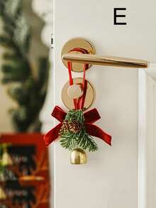 1pc Stainless Steel Holiday Tree Decoration With Bow And Bell Ornament, Durable And Easy To Install Festive Accessory,Hanging Door Bell Rustic Christmas Bells For Door Tree Wearth Decorations