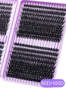 640 Pcs 50D+60D+80D+100D Curl Individual False Eyelash Extensions, Thick, Fluffy & Voluminous, Cat Eye & Cluster Style, Segmented Design - Ideal For DIY Makeup, Beginner-Friendly, Reusable, Fluffy Lashes, Dramatic Lashes, Volume Lashes, Perfect For Halloween, Christmas & Party Looks - 紫色 - 查看 6