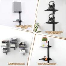 MQKIWAO Estantería flotante para montaje en pared, paquete de 3 torres de libros de lomo negro, organizadores de libros verticales de 6 niveles, estantería de metal resistente para el hogar, - Blanco 3 piezas - 6 niveles - Ver 4