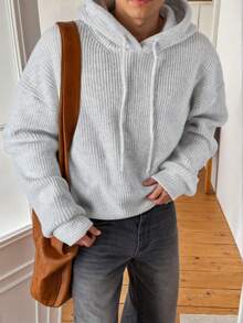 Herren lässiger, weiter Pullover Hoodie Sweatshirt, simpler koreanischer Stil, vielseitig für Frühling, Herbst, Winter - Grau - Übersicht 1