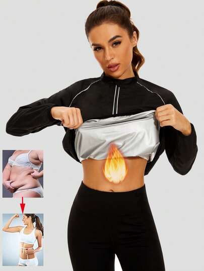 1件套桑拿服减肥热拉链汗蒸服桑拿健身锻炼女士