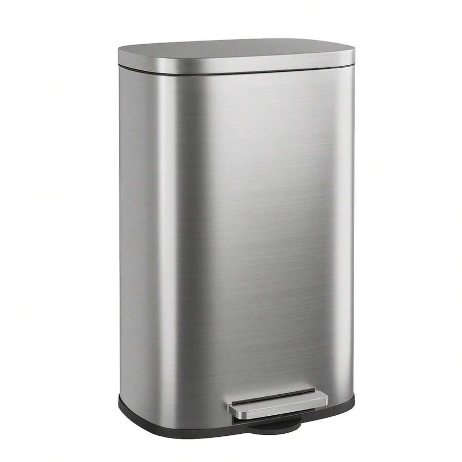 Bote de basura con sensor de movimiento de 60 litros, bote de basura automático de cocina con tapa de cierre suave, papelera electrónica inteligente sin contacto de acero inoxidable para la cocina y la oficina - Plateado - Ver 1