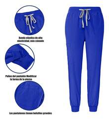 Pijama Quirurgica Conjunto Medico Anti Fluidos Jogger, Scrub - azul real - Ver 5