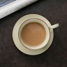 yuanhetang Juego de taza y platillo de café de cerámica de alta gama, taza de café de cerámica estilo nórdico Ru Kiln, taza de té de cerámica premium, caja de regalo para inauguración de casa, se puede imprimir logo, taza de alta gama