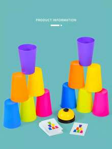 Children's Educational Stacking Cups, Desktop Stacking Cup Set, Toy To Improve Children's Concentration, Desktop Competition Speed Game. (Some Accessory Colors Are Random) - 彩色 - 查看 9