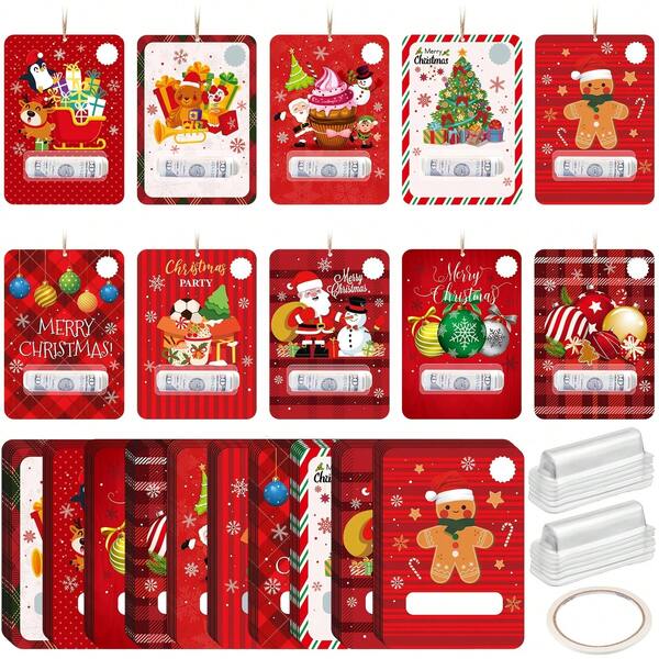 10-Set(20-Piece) Modern Xmas Gift Card Wallets (Holiday & Party Supplies) – Christmas Gift Card Holders & Christmas Gifts, Hanging Decor & Cash Holder, Battery-Free With Tape, Ideal For Families & Friends, Perfect For Christmas Parties & Holiday Gatherings