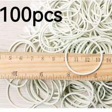 100/200/300/500根装 白色32毫米弹性橡皮筋，柔韧耐用，适用于整理和捆扎家居用品、笔、弹弓、账单、银行文件、办公用品等。 - 白色 - 查看 8