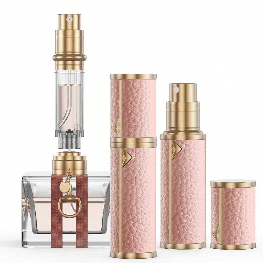 Travel Refillable Perfume Bottle, Leak - Proof 5ml Atomizer, Portable Luxurious Pocket Perfume Dispenser Pump Transfer Women Men Travel Accessories. - 粉色 - 查看 1