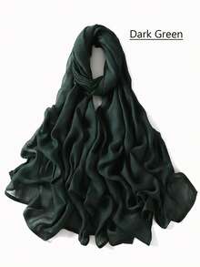 1 件女士 Abaya 配饰纯色宽边莫代尔围巾，休闲透气头巾百搭保暖披肩头带柔软头巾面纱衣服