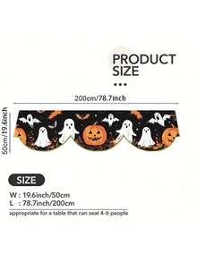 1 Black Orange Halloween Fireplace Scarf With Pumpkin Lantern, Bat And Spider Web Patterns, Made Of Polyester Fabric, Suitable For Halloween Decoration, Party Supplies, Table Flags Or Fireplace Covers, Perfect For Home Living Room Fireplace Door And Window Decoration