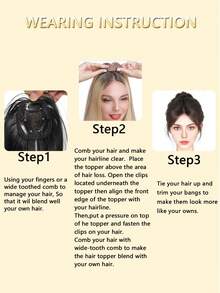 合成部分刘海帘式刘海发片，遮盖白发，增加发量，适用于稀疏头发，日常使用的顶发接发 - 彩色 - 查看 7