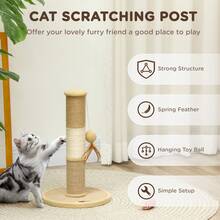 PawHut Cat Scratching Post With Jute Sisal Rope Toy Ball, 47cm, Tall Brown - Brown - View 4