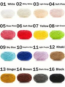 1/2 件天鹅绒柔软纱线，50 克/件，60 米/件，手工 DIY 针织中粗纱冰棒纱，粗涤纶柔软针织纱，适用于 DIY 工艺品，适用于针织和钩编围巾、帽子、鞋子、包包、靠垫、玩偶、毛毯、拖鞋、手工艺钩针项目 - 彩色 - 查看 39