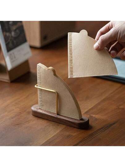 1 Peça Suporte Cônico para Filtro de Café, Armazenamento Vertical de Filtro de Café para Filtros de Papel de Café, Nogueira e Latão, Suporte de Filtro de Café de Madeira de Nogueira, Suporte de Filtro de Café para Coar, Suprimentos Escolares, Compatível com Filtros #1/#2/#4
