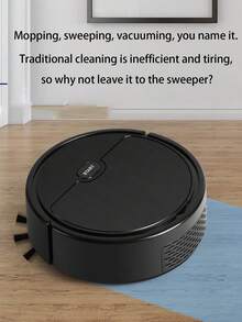 [Automatic Mobile Vacuum Cleaner] 1 Portable Vacuum Cleaner, Mobile Vacuum Cleaner, Automatic Vacuum Cleaner, Low-Noise 3-In-1 Sweeping Machine, Suitable For Daily Hard Floor Pet Hair Cleaning - Black - View 2