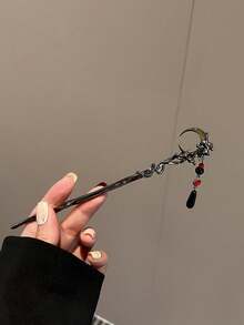 Women's Chinese Style Moon Shaped Hairpin With Tassel, Vintage Style, Unique Design, High-Grade Hair Accessories For Updo Hairstyle Hair Bun Hair Bun Maker Bun Hair Piece Hair Styling Pins, School Stuff - Multicolor - View 3