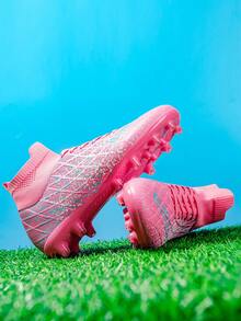 Men Soccer Cleats Outdoor AG/FG Professional Football Shoes Lightweight Breathable Youth Boys Athletic Training Sneakers - Pink - View 6