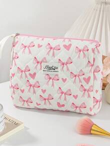 1Pc/Set Pink Heart & Bowknot Wash And Cosmetic Bag Set,Girls Sweet Large Capacity Multifunctional Storage Bag Clutch Makeup Bag Makeup Pouch Pencil Case With Zipper Closure For Skin Care,Cosmetics,Lip Oil,Sunscreen Cream,Hand Cream,Headset,Coin,Stationery,Sanitary Towel,Tampon,Small Items,Dorm Essentials Travel Essentials,Mom's Gift,Teacher's Gift,Gift For Bestie - Multicolor - View 23