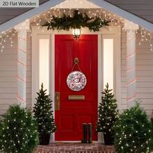 1 pieza Placa decorativa de madera rosa con diseño de muñeco de nieve 2D y texto "Feliz Navidad", decoración navideña ideal para colgar en la pared de la puerta principal