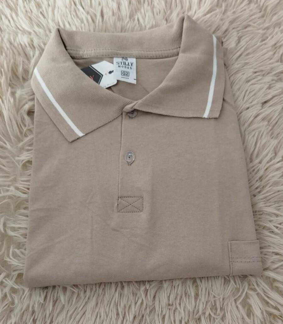 Men's Plus Size Pocket Polo Shirt - Màu be - Xem 1